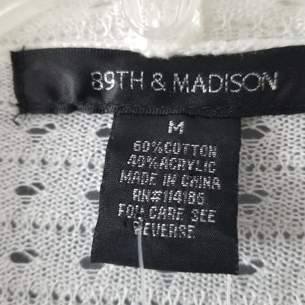39th & Madison Womens White Knit Open Front Cartigan Sweater Size Medium - Picture 4 of 8